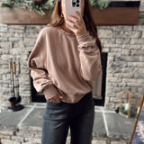 Dark Taupe Inspire Me Exposed Seam Crew