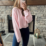 Soft Pink Jada Cropped Basic Crew Neck