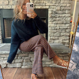 Camel/Navy Finley Striped Knit Pants