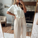 Champagne Side Crochet Pants