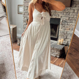 Light Oatmeal Parallel Lines Midi Dress