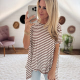 Real Talk Coffee Stripe V-Hem Top