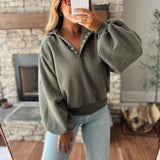 Olive Montauk Snap Button Pullover