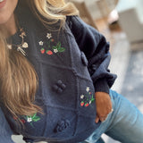 Navy Wild Strawberry Sweater