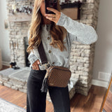 Camel Woven Willow Camera Crossbody Bag