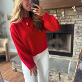 Red Classic Layer Cardigan