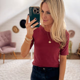 Burgundy Basic Short Sleeve IN STORE