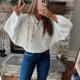 Cleo Ivory Cropped Knit Hooded Sweater