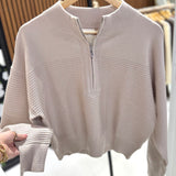 Sand Textured Half Zip Pullover IN STORE