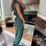 Hunter Green Power Move Sleeveless Jumpsuit