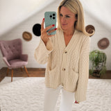 Ecru Ellen Cable Knit Cardigan IN STORE