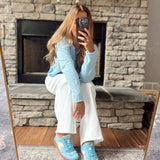 Light Blue Faux Suede Spoiler Alert Sneakers