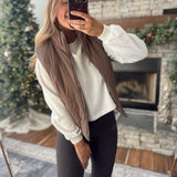 Brown Reversible Corduroy Puffer Vest