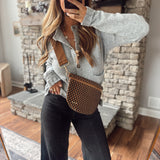 Checkered Coffee Westly Woven Bum Bag