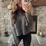 Irma Charcoal Mock Neck Knit Sweater