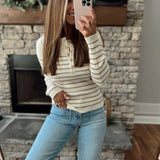 Perfect Moment Cream/Taupe Striped Ribbed Henley