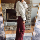 Mica Deep Burgundy HR Wide Leg Denim