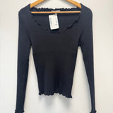 Simple The Best Black Ribbed Scoop Neck Lettuce Edge IN STORE