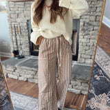 Pecan Mixed Striped Parachute Pants