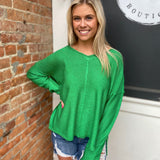 Everyday Appeal Kelly Green Reverse Stitch Sweater