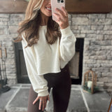 Whip Cream Jada Cropped Basic Crew Neck