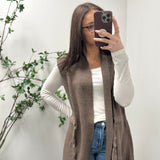 Willa Mocha Draw String Waist Sweater Vest IN STORE
