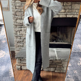 Gray Ribbed Longline Sweater Cardigan