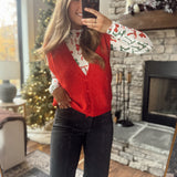 Red Cleopatra Oversized Sweater Vest