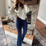 Lainee Navy HR Flare Leggings