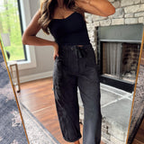 Risen Black HR Crop Wide Barrel Cargo Pocket Pants