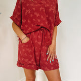 Rosie Red Embroidered Shorts