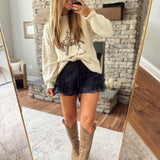 Navy Ruffles & Lace Shorts