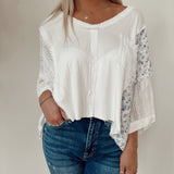 Flouncing Around Off White Oversized Contrast Top