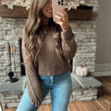 Nine To Five Mocha Open Knit Top