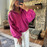 Fuchsia Montauk Snap Button Pullover