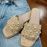 Natural Raffia Cathleen Pearl Sandals