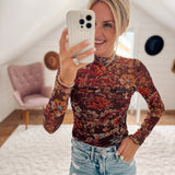 Chocolate Floral Ruched Bodysuit