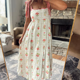 Pink Floral Tile Midi Dress