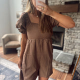 Camel Plaid Backroad Romper