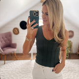Green Sleeveless V Neck Tank IN STORE