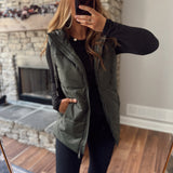 Olive Longline Padded Vest