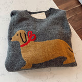 Charcoal Little Bow Pup Sweater