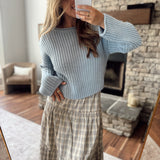 Dusty Blue Roll-Up Sweater