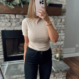 Taupe Heather High Neck Bodysuit