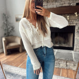 Off White Airy Knit Hoodie