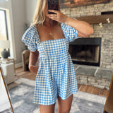 Light Blue Gingham Latasha Romper