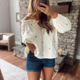 Soy Embroidered Drawstring Blouse