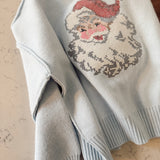 Light Blue Stitchin' Santa Sweater