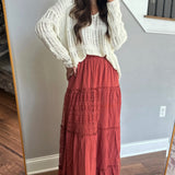 Brilliant Idea Clay Lace Detailed Maxi Skirt