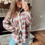 Zoey Burgundy Crinkled Plaid Button Down